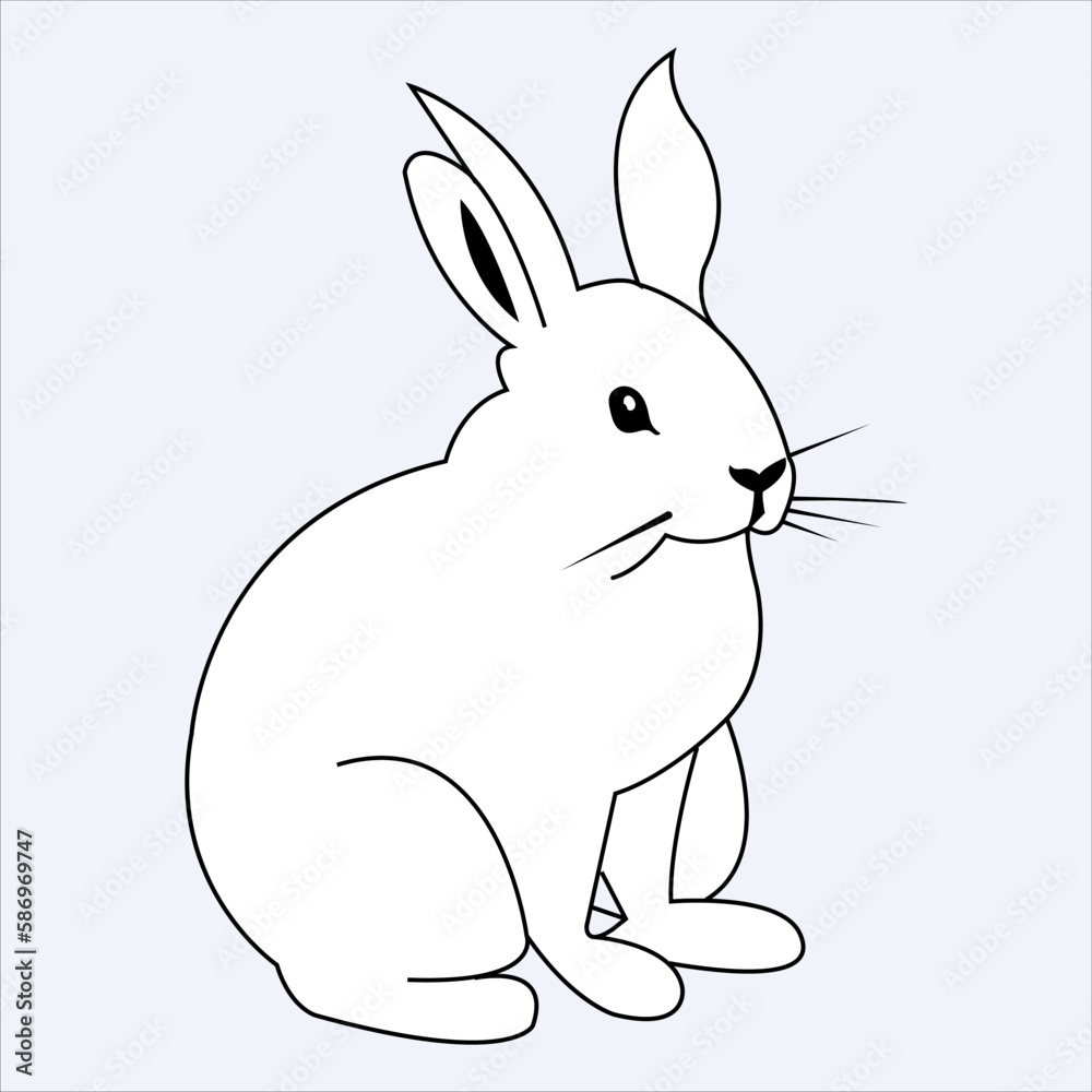 A cute rabbit is sitting Styles Drawing for color books A cute rabbit is sitting Styles Drawing for color books