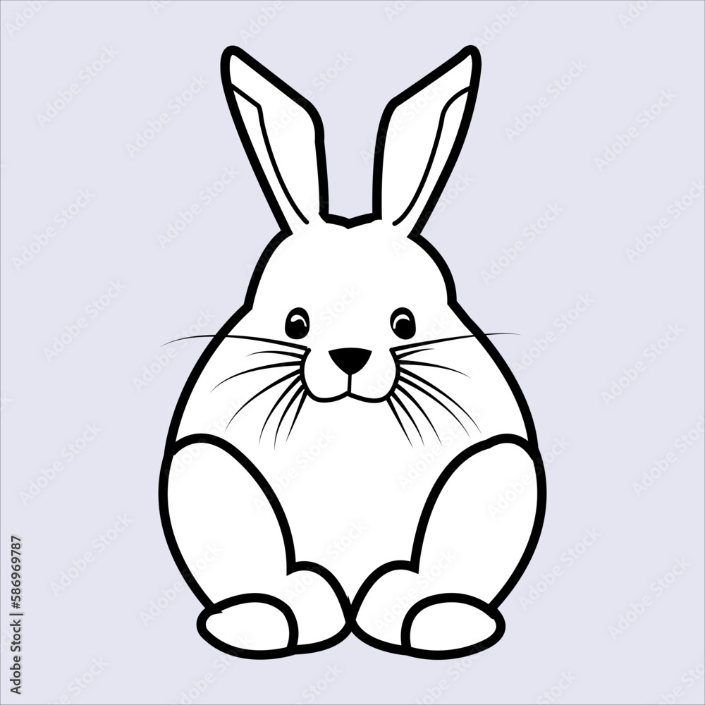 Fototapeta premium A cute rabbit is sitting Styles Drawing for color books 
