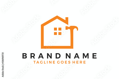 Home Construction Concept Logo Design Vector Template