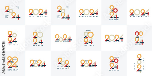 2024 new year color logo collections for calendars, banners, labels, notebooks and social media post template