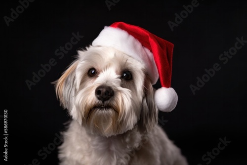 Dog in Santa Hat Portrait
