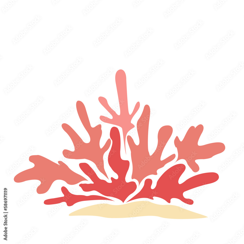 Obraz premium Seaweed, coral and sea grass flat design vector for decoration on Aquatic plant.