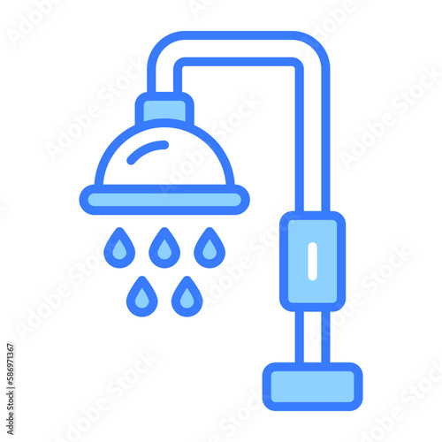 An amazing vector of shower with water drops, icon of taking ghusl