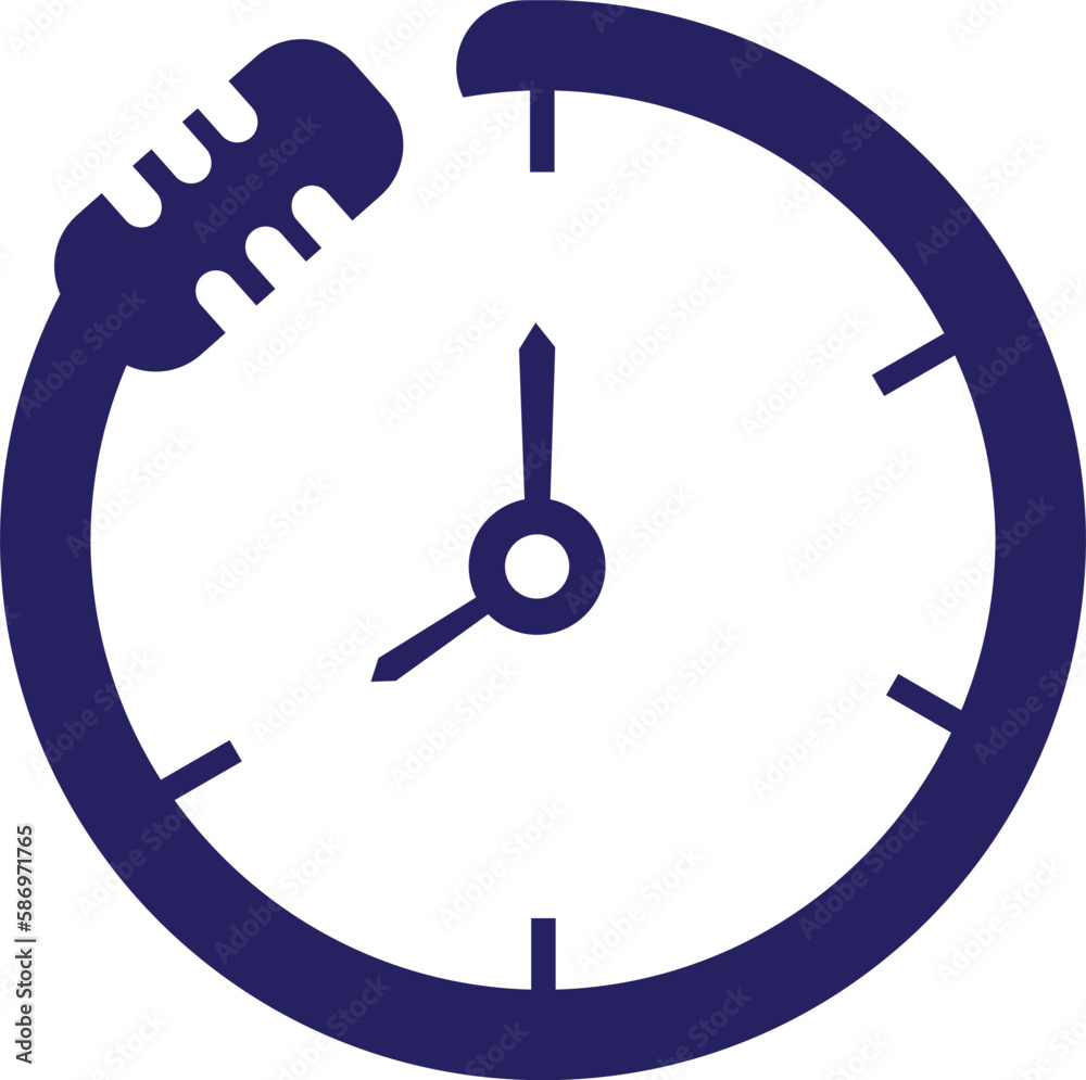 Podcast time vector logo design template. Mic clock vector logo design icon. Podcast time vector logo design template. Mic clock vector logo design icon.