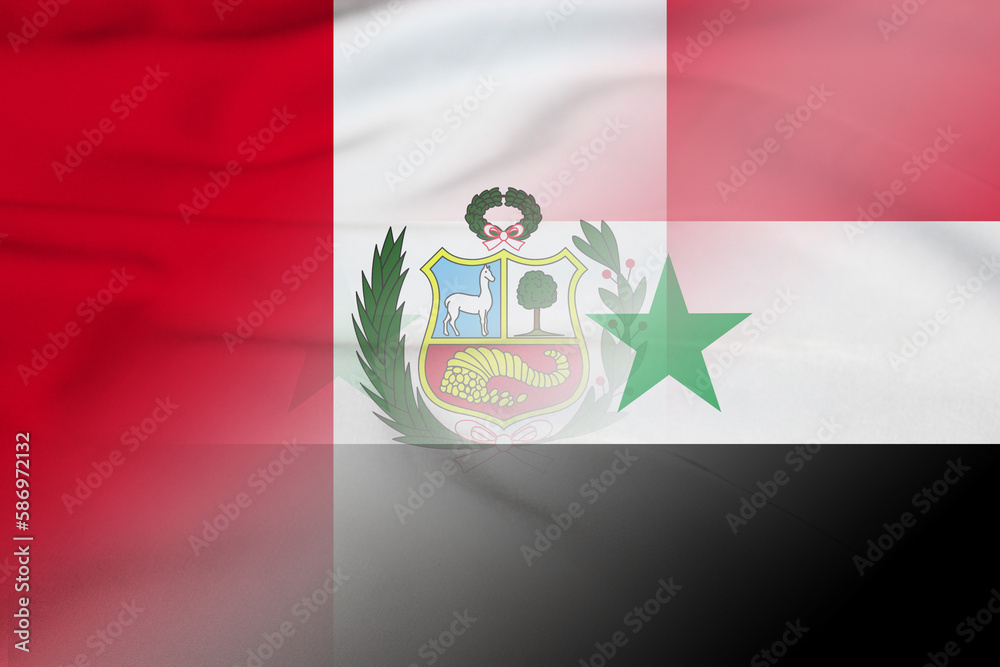 Fototapeta premium Peru and Syria official flag international negotiation SYR PER