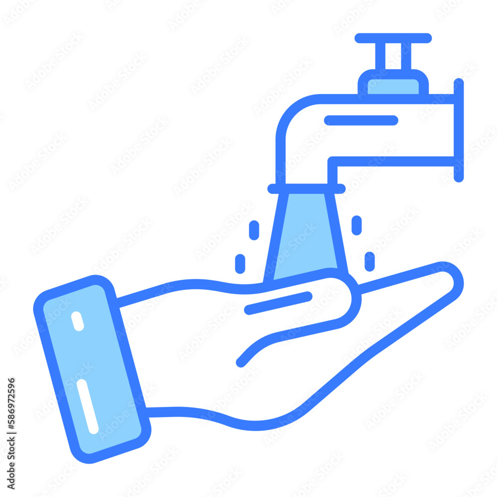 Hand with water tap showing concept of wudhu vector, easy to use icon Hand with water tap showing concept of wudhu vector, easy to use icon