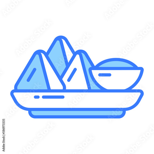 Grab this yummy samosa with sauce vector design,Traditional iftar meal