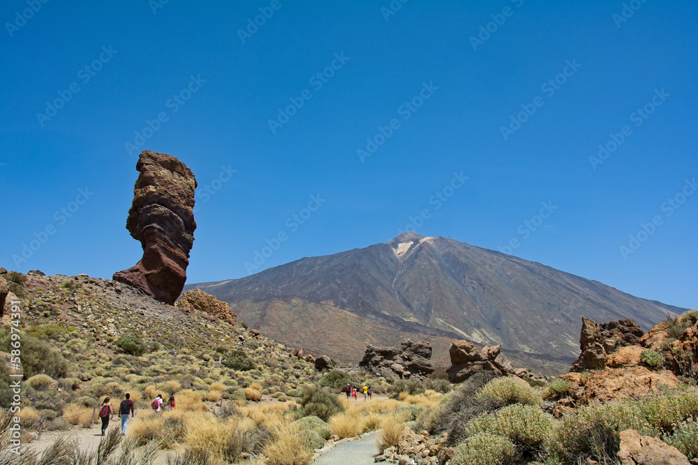 Roque Cinchado rocks in the national park overlooking Mount Teide