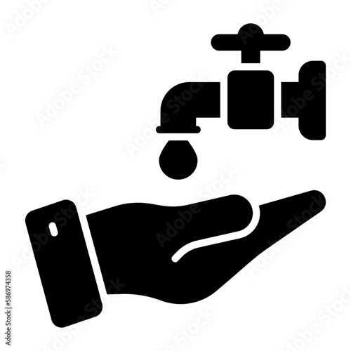 Hand with water tap showing concept of ablution vector, easy to use icon