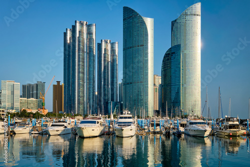 Busan marina with yachts, Marina city skyscrapers with reflection, South Korea © Dmitry Rukhlenko