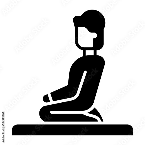A muslim man offering salat, concept icon of praying namaz