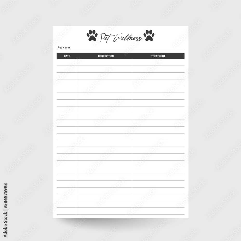 Pet Wellness Log,Health Record,Animal Illness Log,Pet Planner,Pet Health Tracker,Pet Supplies Planner,Pet Feeding Tracker,pet wellness care,pet journal,pet care tracker,pet records