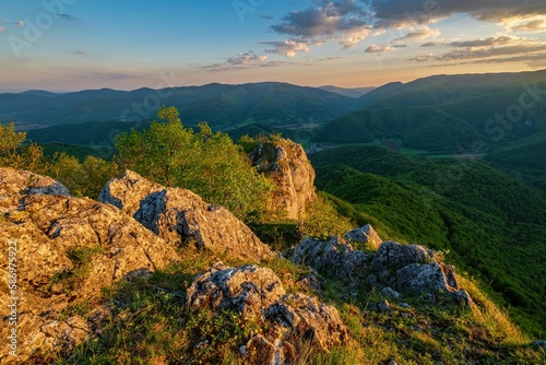 Slovakia - Muranska planina  green mountain landscape. Spring walks in nature  healthy lifestyle