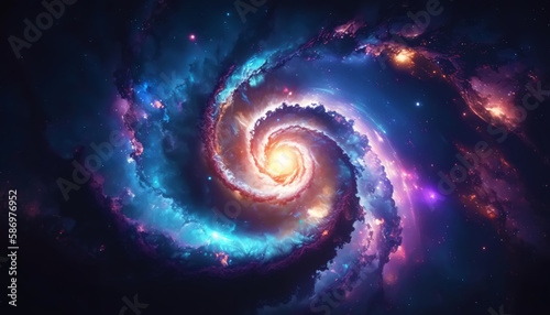 illustration of a glowing spiral galaxy in deep space photo