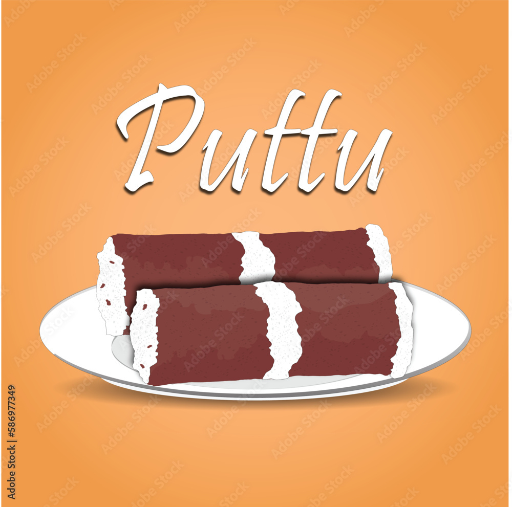 Kerala Food Raagi Putu, South Indian Food, Hand drawn Vector Stock ...
