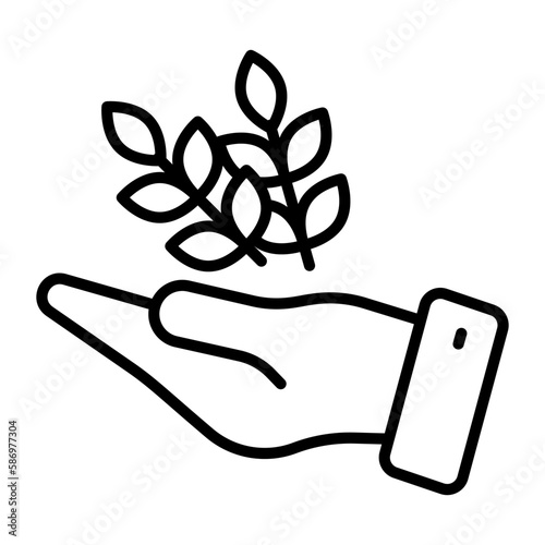 Grain on hand vector design of charity, modern vector of alms