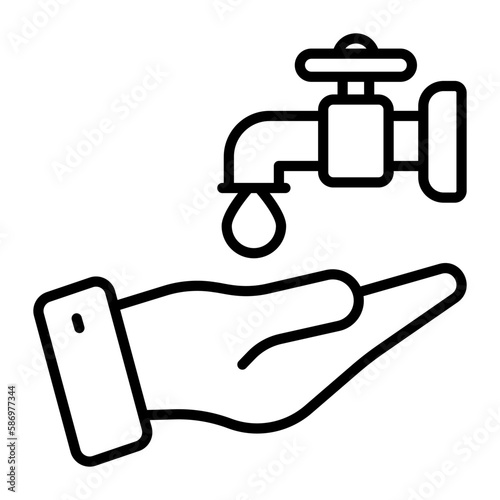 Hand with water tap showing concept of ablution vector, easy to use icon