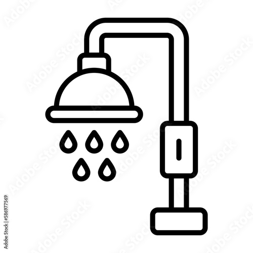 An amazing vector of shower with water drops, icon of taking ghusl