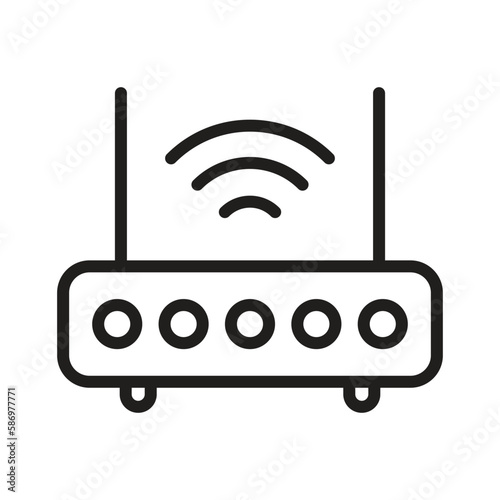 WiFi Router Outline Icons, Modem Icons, Wireless Router Connectivity, Broadband Line, Internet Connection, Access Point Vector Icons photo