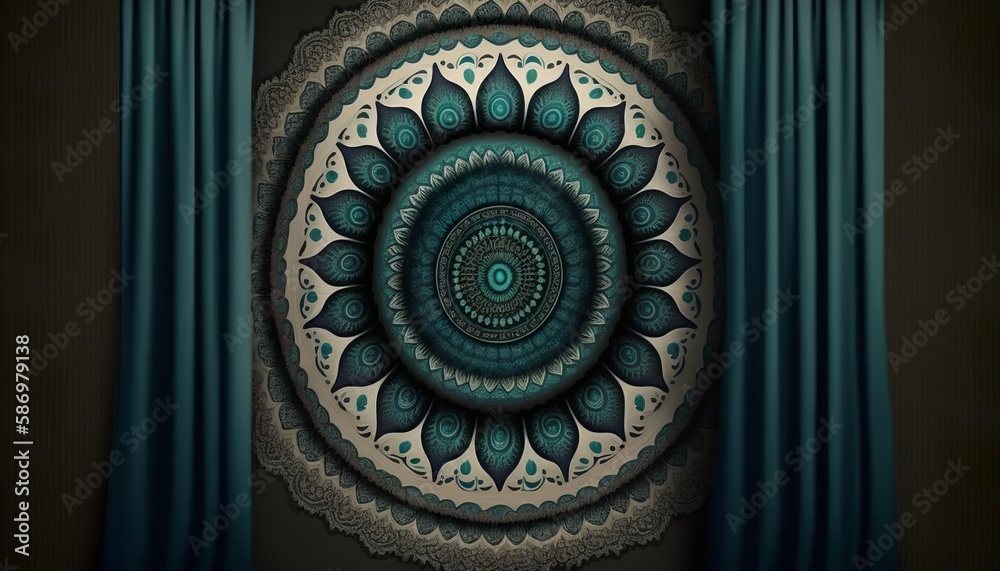 Obraz premium the beautiful, patterned curtain for a pleasant atmosphere in the living room