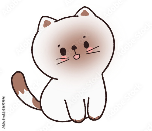 Fototapeta Naklejka Na Ścianę i Meble -  Cat cartoon brown face doodle