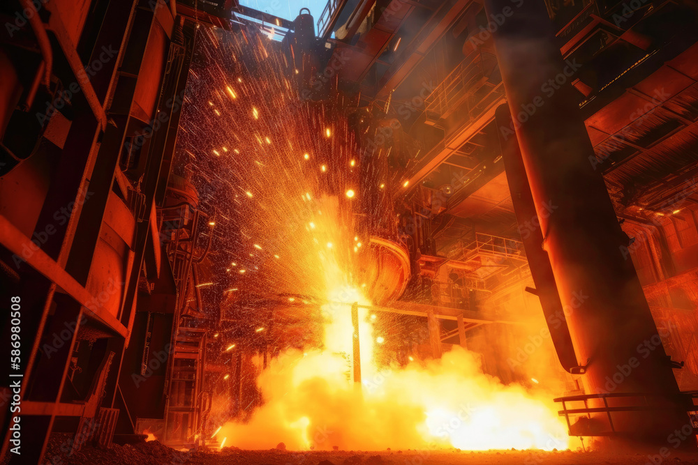 blast-furnace-steel-processing-in-a-steel-mill-heavy-industry