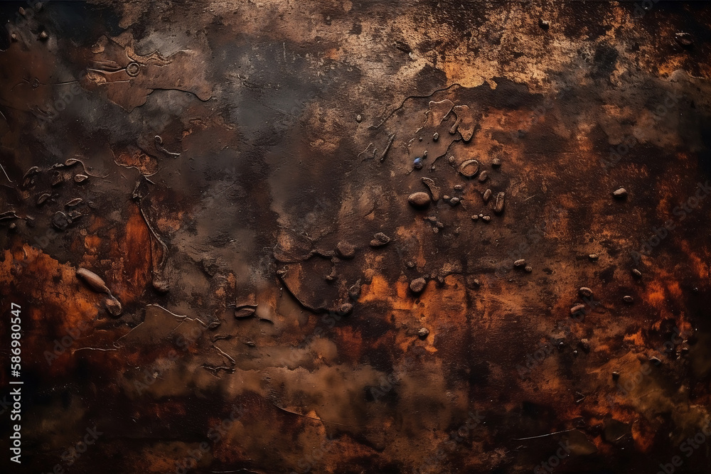 Gradient dark brown background. Grunge rusty surface. Free space for text. Top view. Generative AI Gradient dark brown background. Grunge rusty surface. Free space for text. Top view. Generative AI