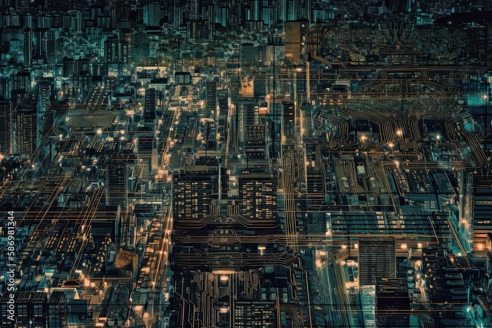 A Scientific View of the City: An Electronic Circuit Board Landscape: Generative AI