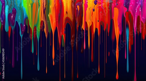 Abstract Dripping Paint Art: A Colorful, Patterned Illustration For Decoration. Generative AI
