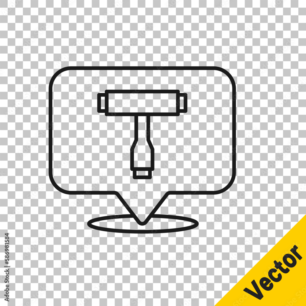 Black line Multi-Function All-In-One portable skate tool T-tool for skateboard, longboard, electric skateboard icon isolated on transparent background. Vector Black line Multi-Function All-In-One portable skate tool T-tool for skateboard, longboard, electric skateboard icon isolated on transparent background. Vector