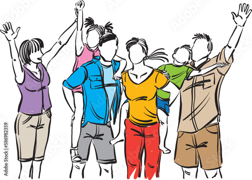 group of people family concept happy celebration vector illustration