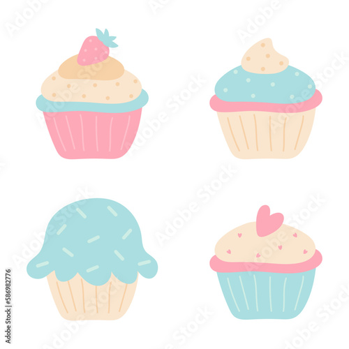 Delicious cupcake. Dessert vector illustration design.