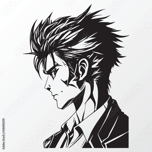 Cartoon man character sketch in anime style