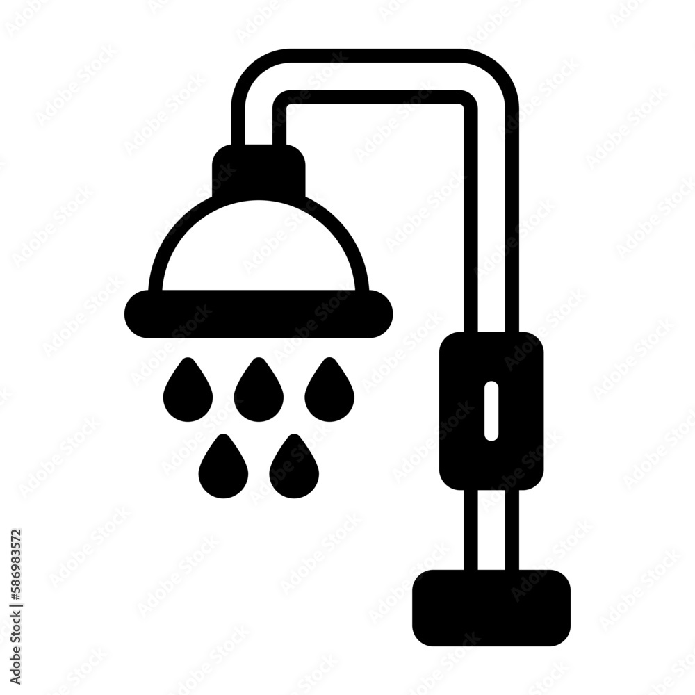 An amazing vector of shower with water drops, icon of taking ghusl An amazing vector of shower with water drops, icon of taking ghusl