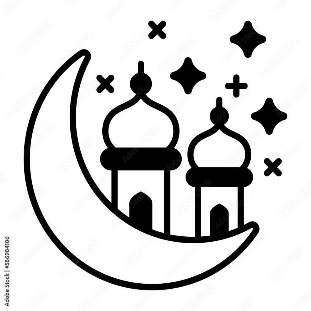 Conceptual vector of ramadan crescent moon, premium icon Conceptual vector of ramadan crescent moon, premium icon