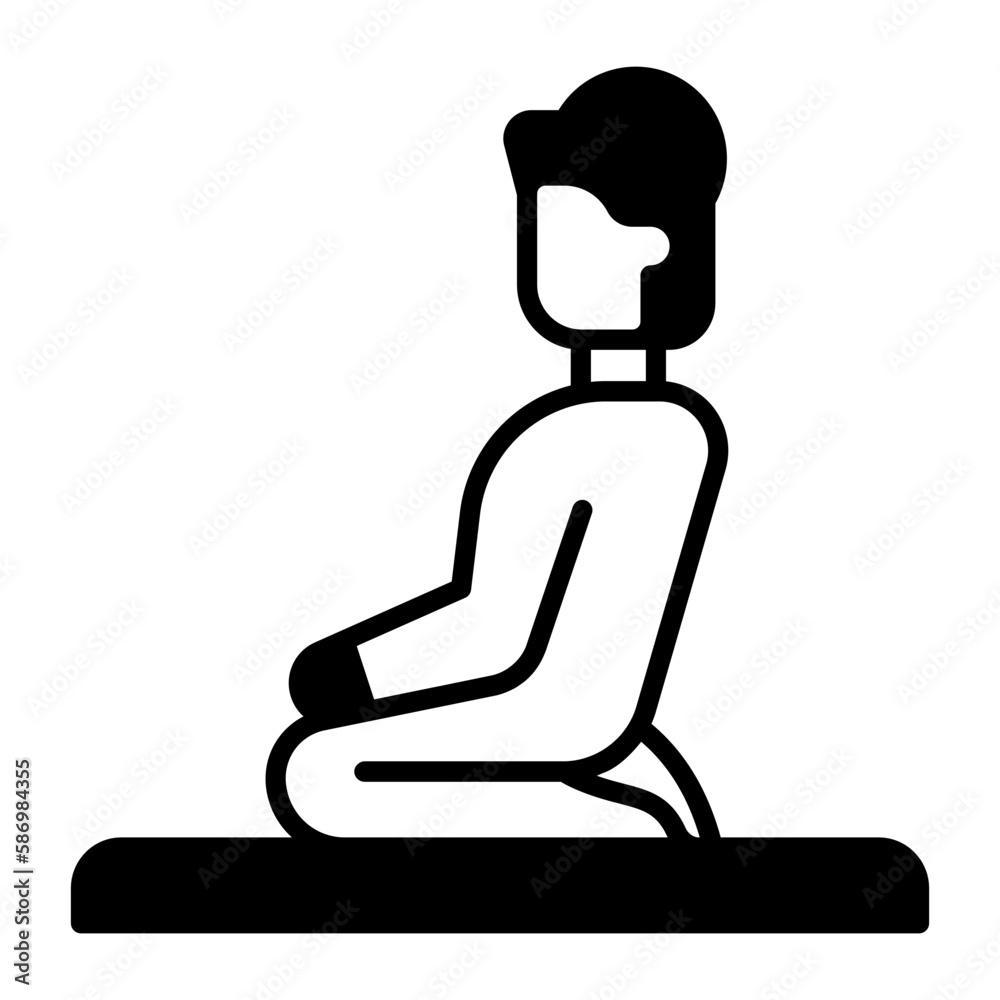 A muslim man offering salat, concept icon of praying namaz A muslim man offering salat, concept icon of praying namaz