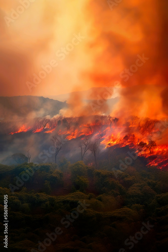 Generative AI illustration of a valley burning.