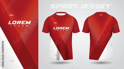 red shirt soccer football sport jersey template design mockup