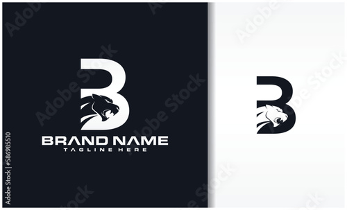 Letter B with panther head icon logo vector image