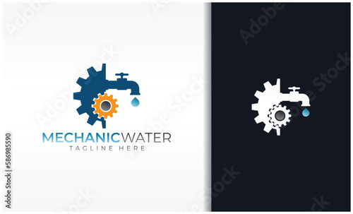 water faucet with gear service logo vector image
