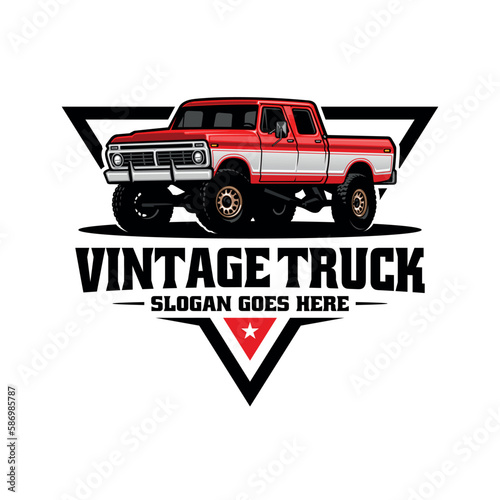 american vintage truck illustration logo vector