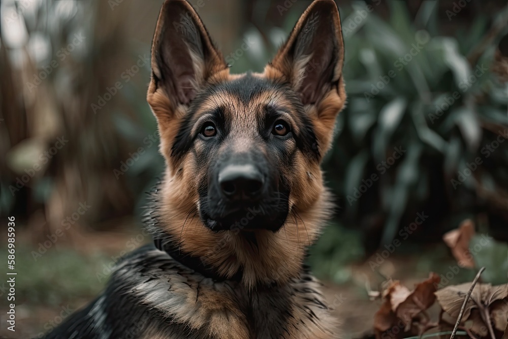 playing in the garden is a cute dog german shepherd. Generative AI playing in the garden is a cute dog german shepherd. Generative AI