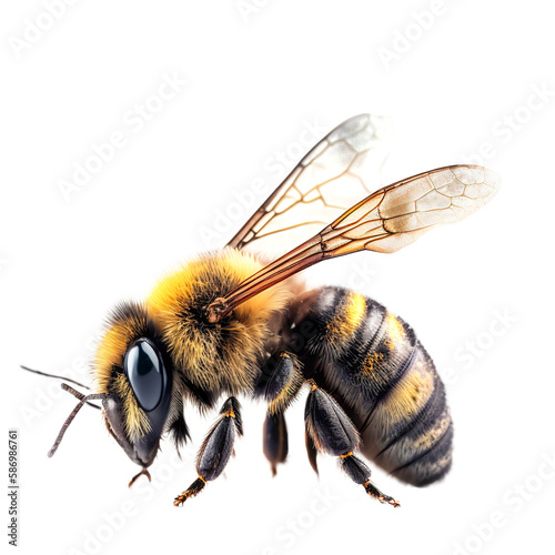 Bee on white background. Generative Ai © D85studio