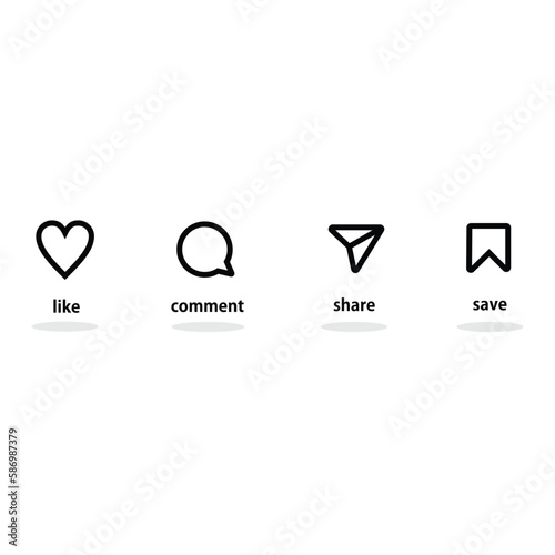 set of icons like comment share save for web and mobile