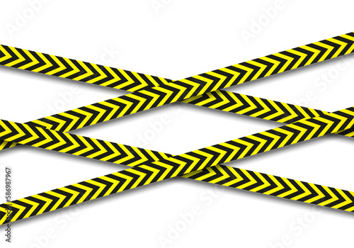 Warning and danger crossed tapes isolated. Police and crime lines. Caution tape. Seamless barrier tape. Vector illustration