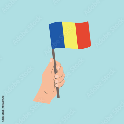 Flag of Romania  Hand Holding flag