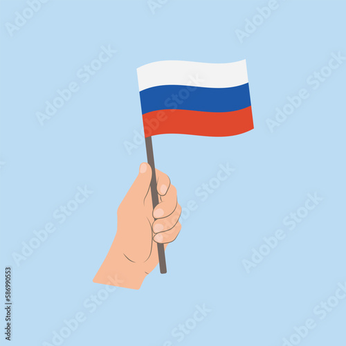 Flag of Russia  Hand Holding flag