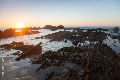 Sunset on Coastline at Castelejo Beach; Algarve; Portugal