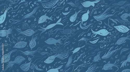Simple and subtle aquatic background pattern for web and poster design. Generative AI