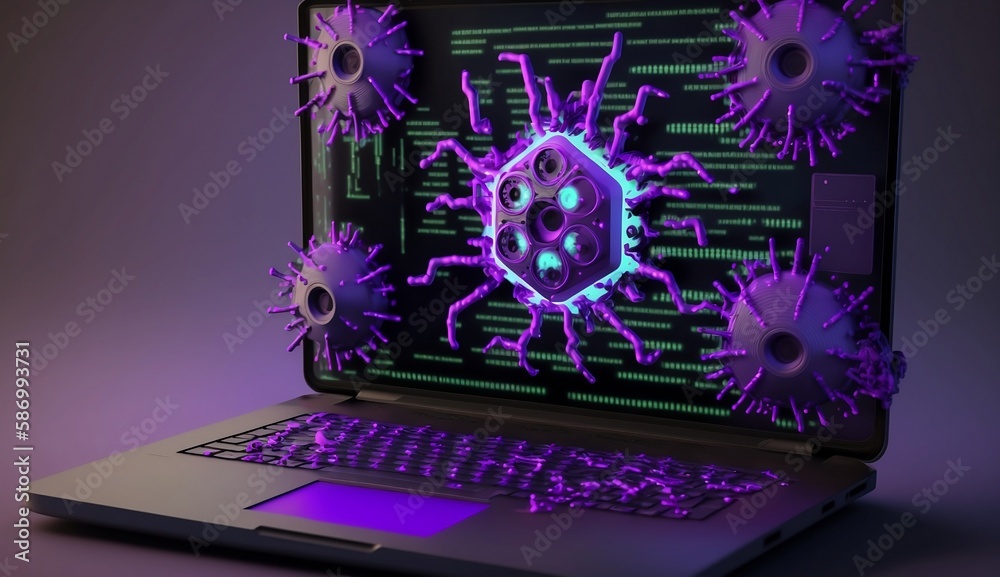 Fototapeta premium Laptop Virus Computer Virus Notebook Virus Table Virus